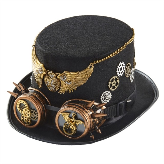 Steampunk Top Hat With Goggles Steampunk Hat Steampunk Time Hat Steampunk  Accessories Steampunk Bowler Hat